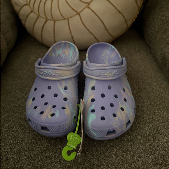 Tie Dye Classic Marbled Crocs Crocs Shoes Classic Marbled Crocs Clogs Black And White Tie Dye  M8/W10 Color: Black/White Size: 10